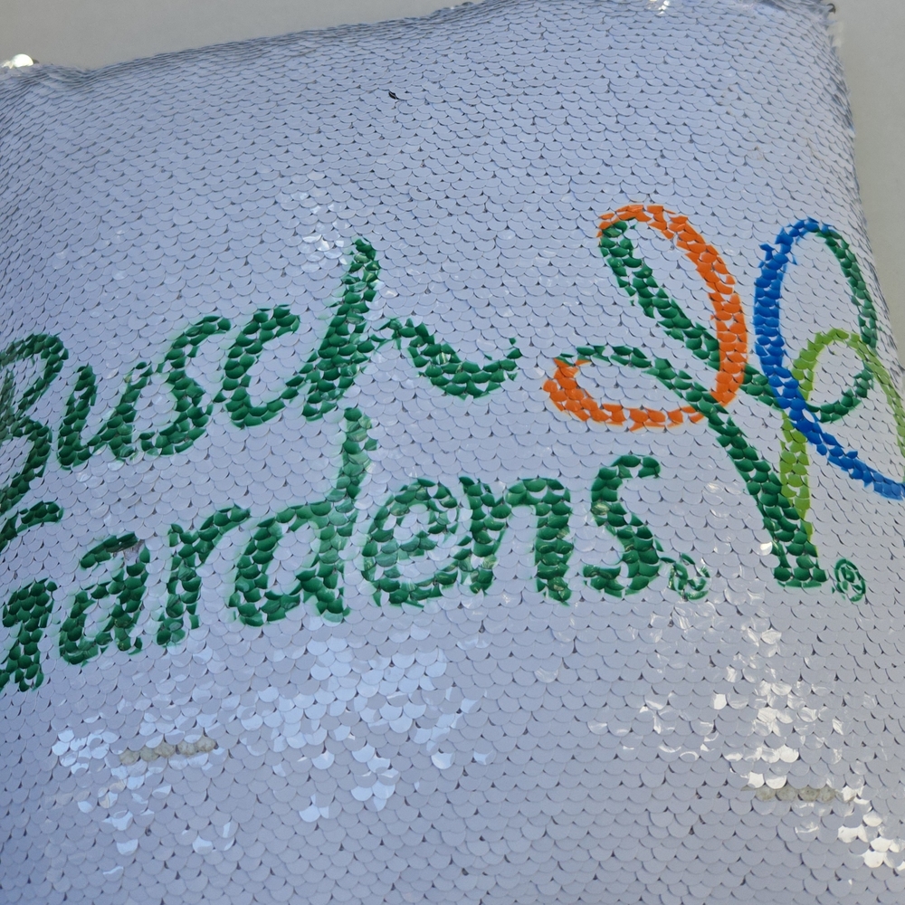 Busch Gardens Reversible Sequin Accent Mini Throw Pillow Theme Park Collectible